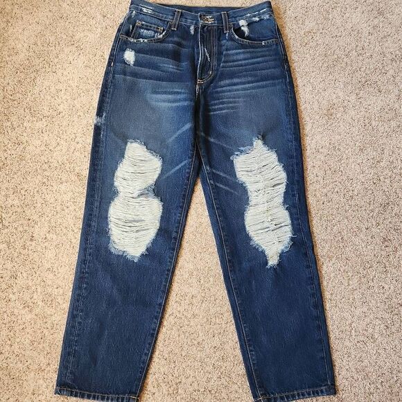 Carmar Distressed Women's Darkwash Jeans - Picture 1 of 10